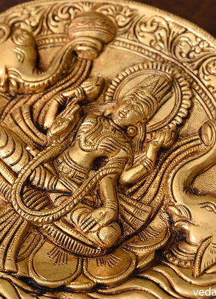 Brass Gaja Lakshmi Wall Hanging Plate (7.5 Inch)
