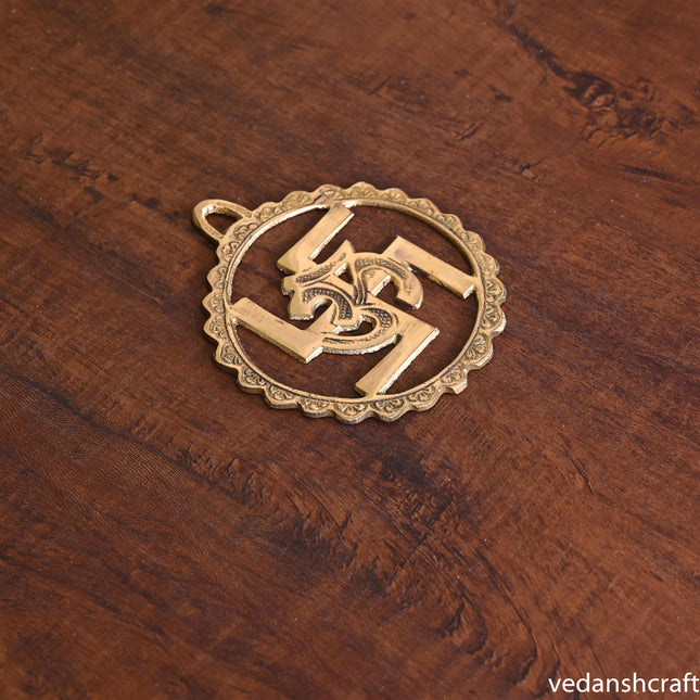 Brass Swastik Om Wall Hanging