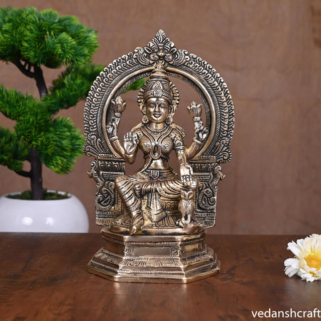 Brass Lakshmi On Throne (9.5 Inch)