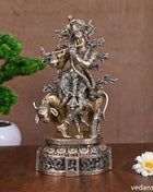 Brass Lord Krishna With Cow Idol (12