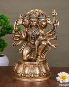 Brass Superfine Sitting Panchmukhi Hanuman Idol (12.2 Inch)