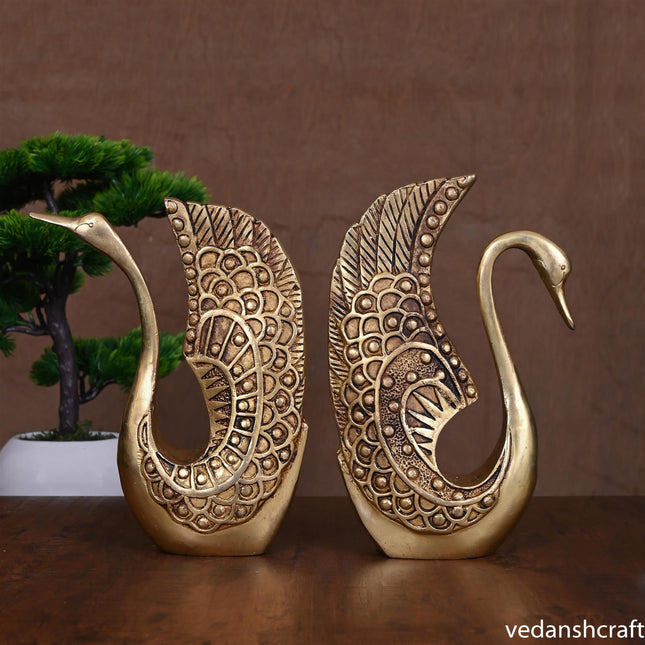 BRASS DECORATIVE SWAN SET (9")