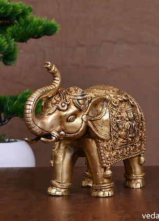Brass Elephant Royal Statue (7 Inch)