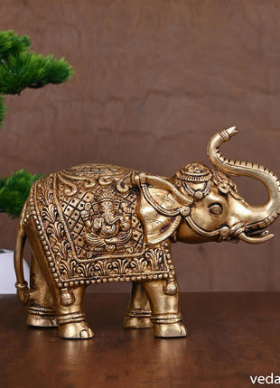 Brass Elephant Royal Statue (7 Inch)