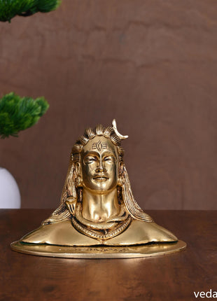 Brass Adiyogi Shiva Bust (4.5 Inch)