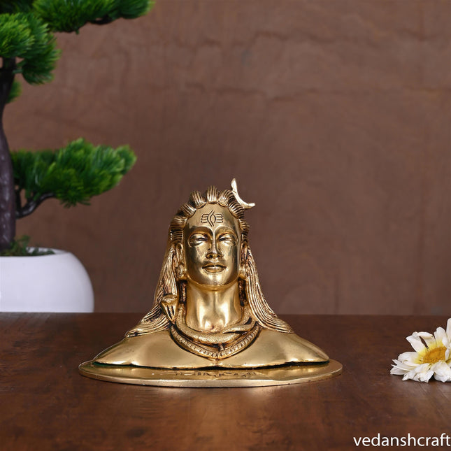 Brass Adiyogi Shiva Bust (4.5 Inch)