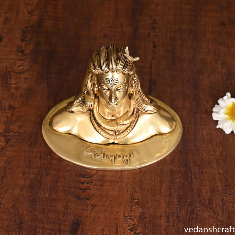 Brass Adiyogi Shiva Bust (4.5 Inch)