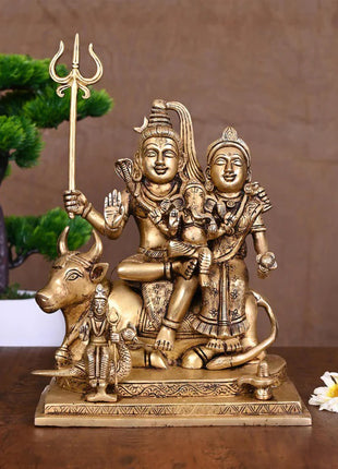 Brass Shiva Family Statue (10.5 Inch)