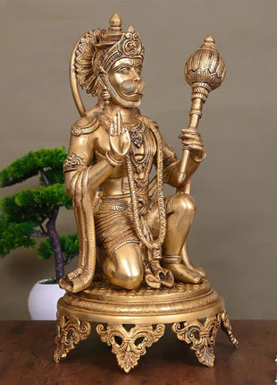 Brass Superfine Sitting Hanuman Statue (20 Inch)