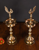 Brass Peacock Samai/Lamp Pair