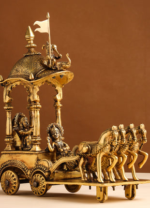 Brass Arjun And Krishna Rath (15 Inch)