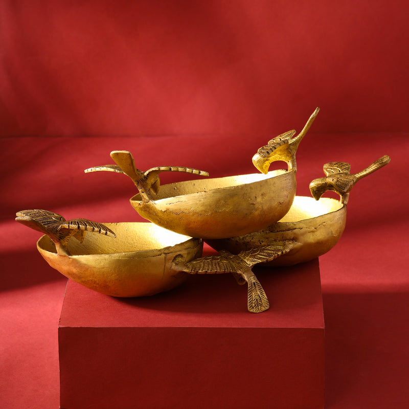 Brass Decorative Urli With Butterfly (6 Inch)