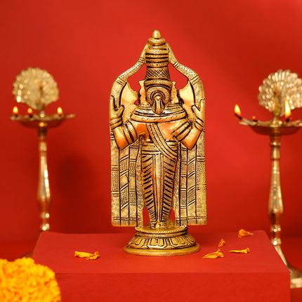 Brass Tirupati Balaji/Venkateshwar Idol (8 Inch)
