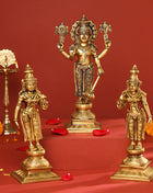 Brass Lord Balaji with Sri Devi and Bhudevi Idols Set