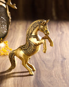 Brass Jumping Horse Statue (5.5 Inch)
