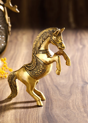 Brass Jumping Horse Statue (5.5 Inch)