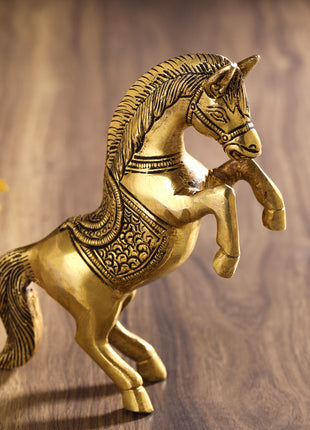 Brass Jumping Horse Statue (5.5 Inch)