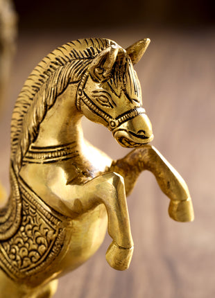 Brass Jumping Horse Statue (5.5 Inch)