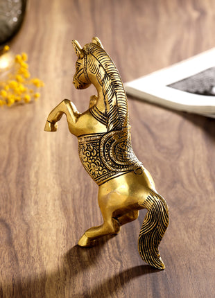 Brass Jumping Horse Statue (5.5 Inch)