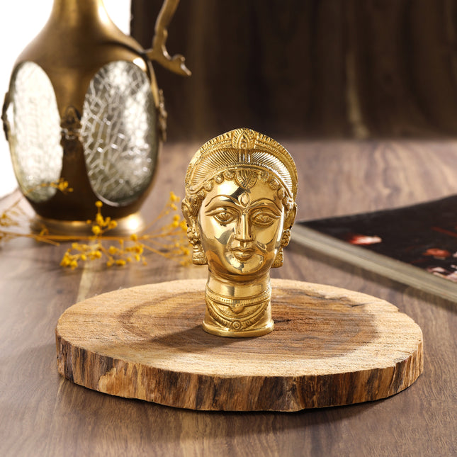Brass Goddess Parvati Head Idol (5 Inch)