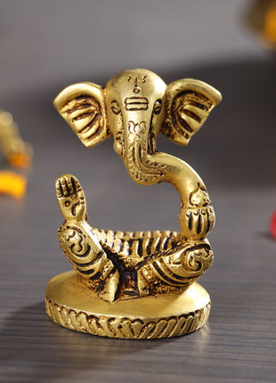 Brass Modern Ganesha Table Top Idol (2.7 Inch)