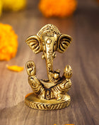 Brass Modern Ganesha Table Top Idol (3 Inch)