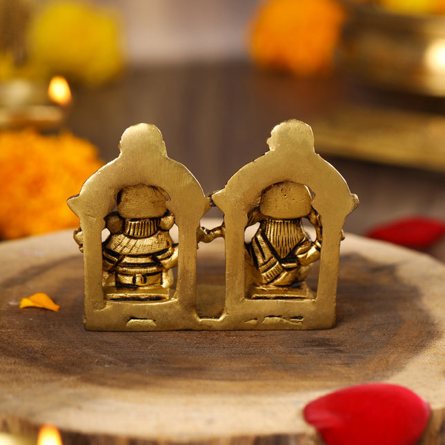 Brass Ganesha And Lakshmi Idols (3 Inch)