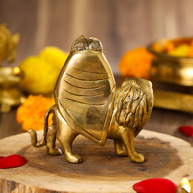 Brass Goddess Chamunda Idol (4.8 Inch)