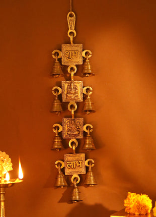 Brass Shubh, Labh, Ganesha And Lakshmi Bell (16 Inch)