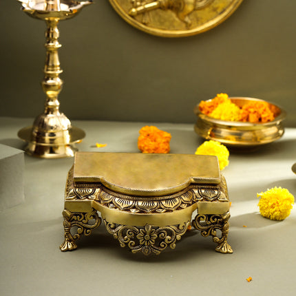 Brass Traditional Pooja Chowki (3.8 Inch)