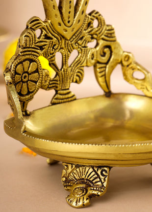 Brass Shankh Chakra Namah Diya (5 Inch)