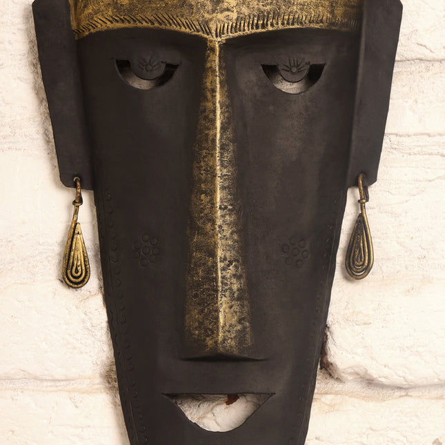 Dhokra Tribal Face Wall Hanging (23.5 Inch)