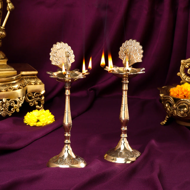 Brass Peacock Samai Pair