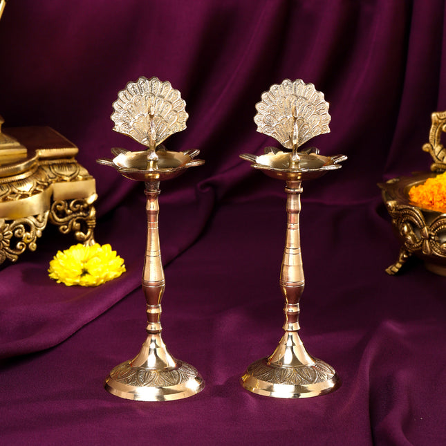 Brass Peacock Samai Pair (9 Inch)