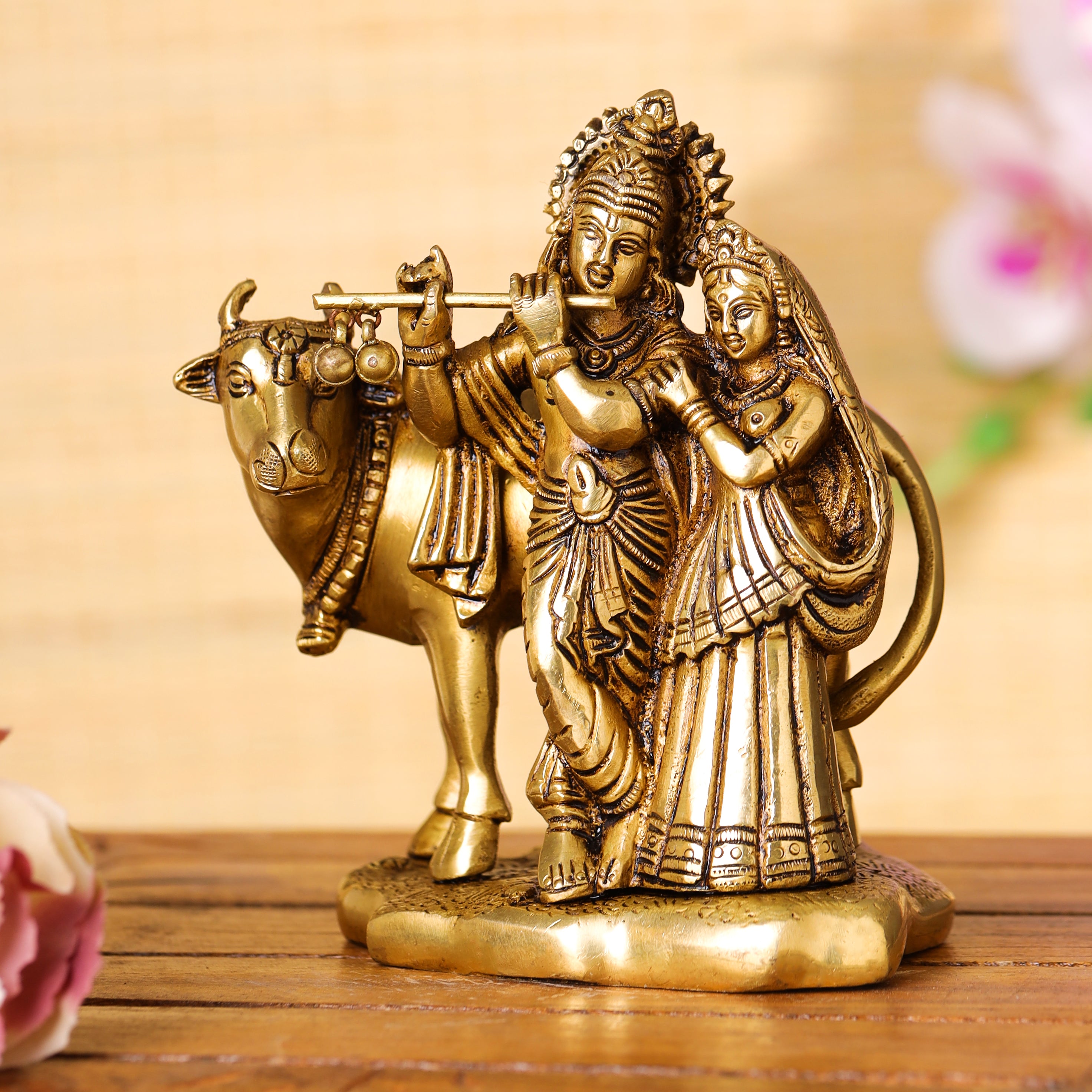 Brass Radha Krishna & Cow Krishna and Brass Ganesha Idol Wholesale