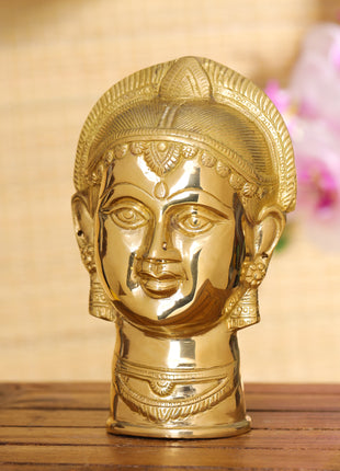 Brass Goddess Parvati Head  (7.5 Inch)