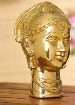 Brass Goddess Parvati Head  (7.5 Inch)