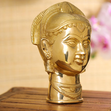 Brass Goddess Parvati Head (7.5 Inch)