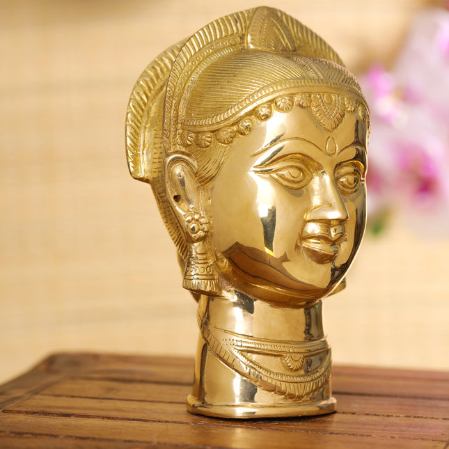 Brass Goddess Parvati Head (7.5 Inch)