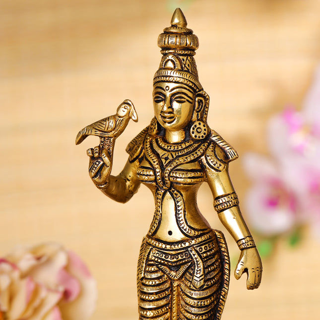 Brass Madurai Meenakshi Devi Idol (9.5 Inch)