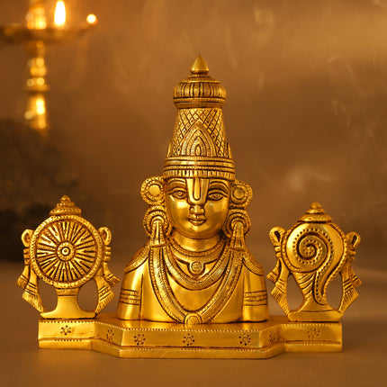 Brass Tirupati Balaji/Venkateshwar Bust (8.5 Inch)