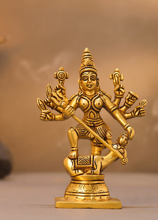 Brass Goddess Mahishasura Mardini Idol (7 Inch)
