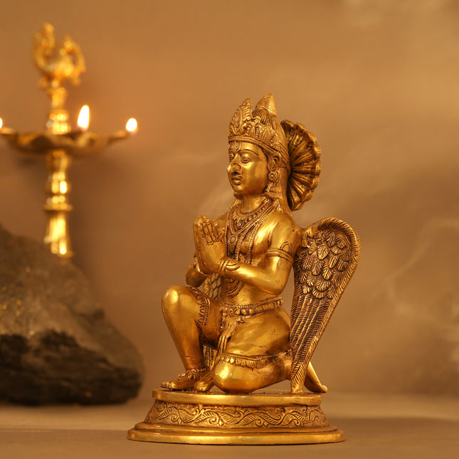 Brass Sitting Garuda Statue (9 Inch)