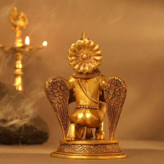 Brass Sitting Garuda Statue (9 Inch)