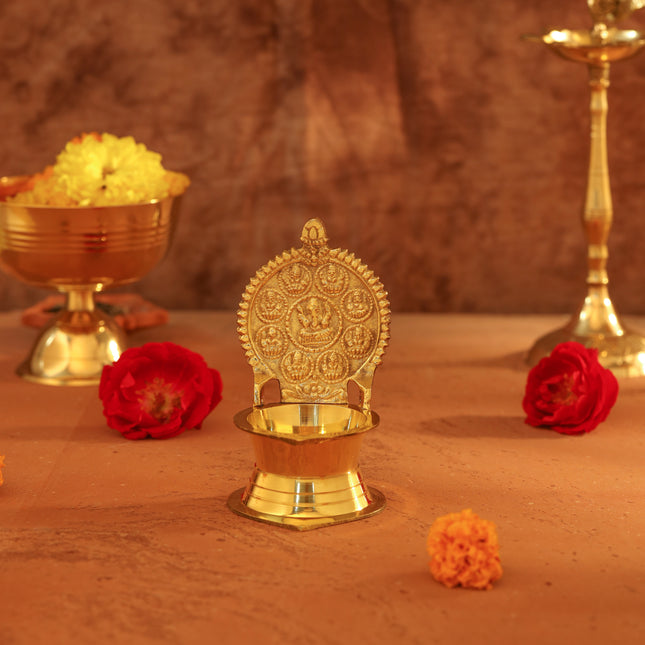Brass Ashtalakshmi Ganesha Diya