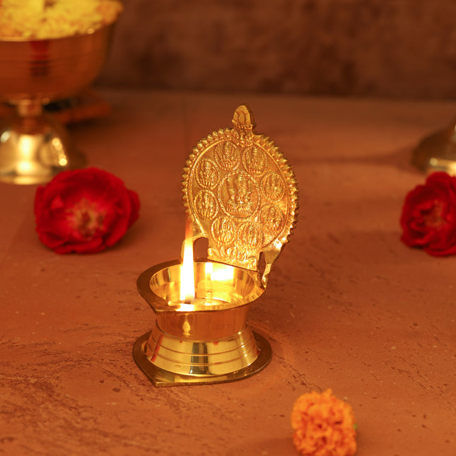 Brass Ashtalakshmi Ganesha Diya
