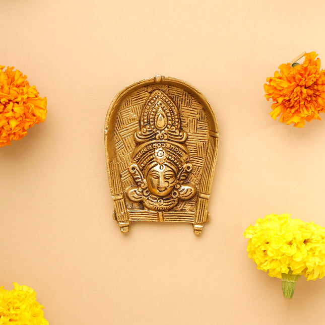 Brass Durga Face Wall Hanging (4 Inch)