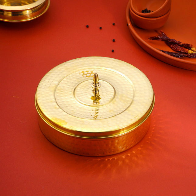 Brass Masala Daani/Spice Box (2.5 Inch)