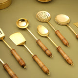 Brass Kitchen Ladles With Wooden Handle (4 Inch)