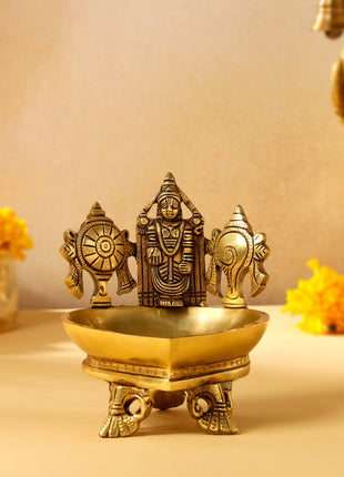 Brass Superfine Balaji Shankh Chakra Diya (5 Inch)